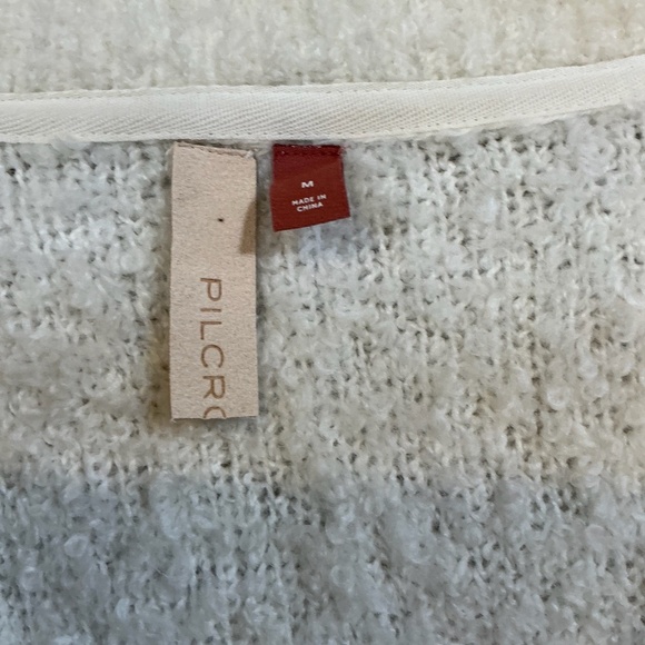 Pilcro Textured Bouclé Knit V-Neck Sweater Cream Women’s Medium - Picture 6 of 9